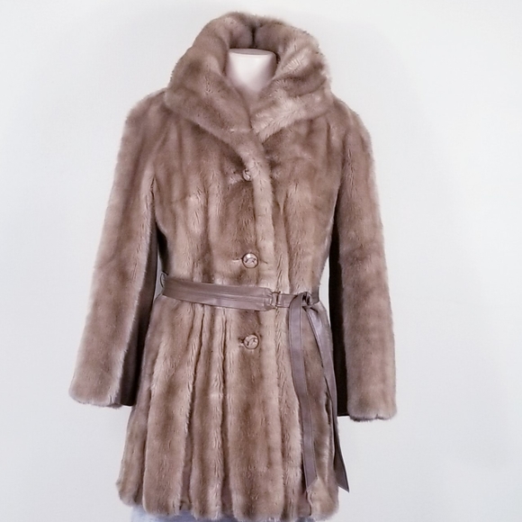 Tissavel of France Jackets & Blazers - Tissavel Faux Fur Coat with Inset Leather Pleats !